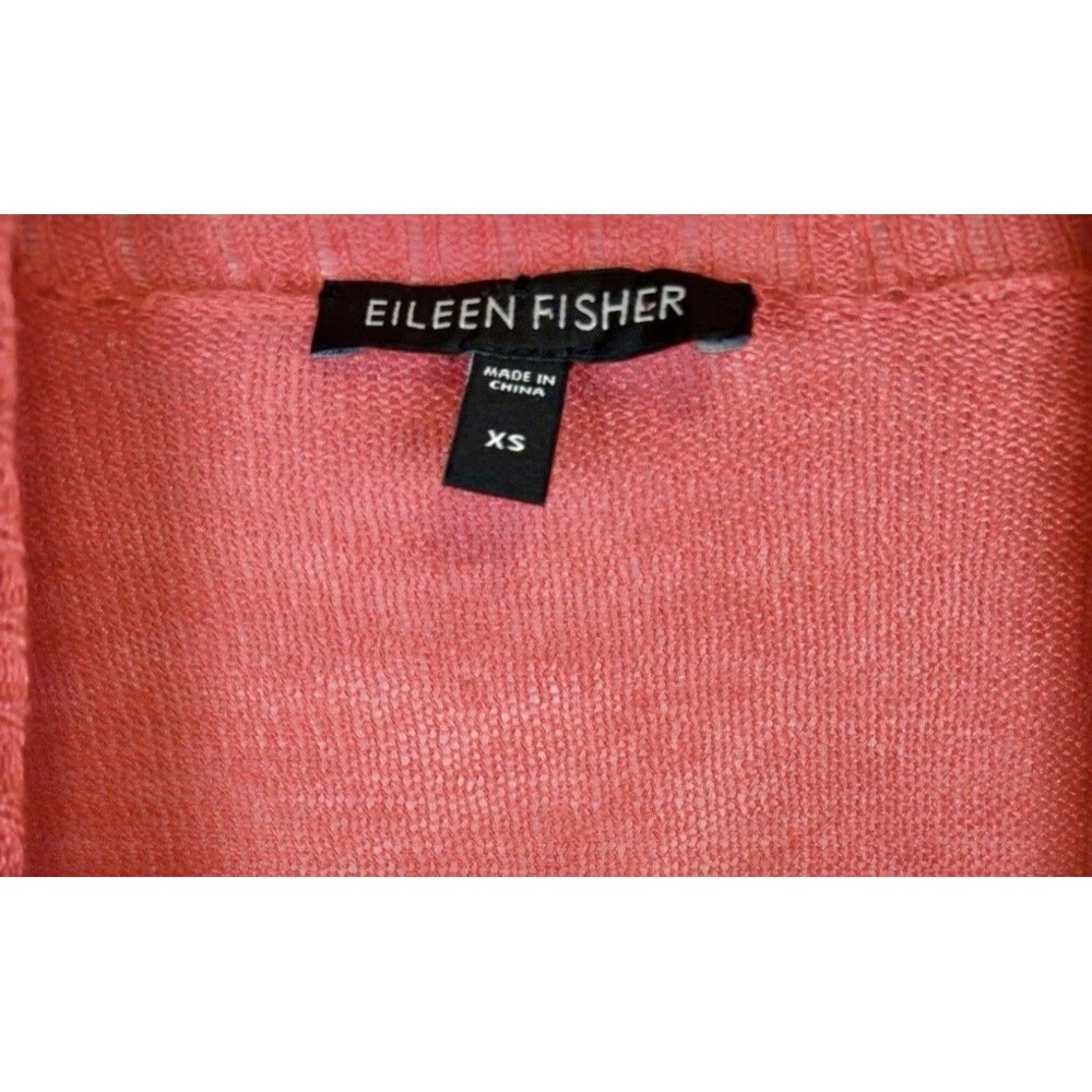 Eileen Fisher Red 100% Linen Open Front Waterfall Cardigan Sweater Size XS - Picture 4 of 8